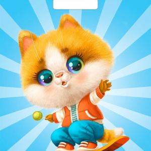 Полиэтиленовый пакет ПВД с прорубной ручкой 60 мкм 31х40 см Кот на спорте 50 шт