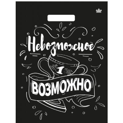 Полиэтиленовый пакет ПВД с прорубной ручкой 60 мкм 31х40 см Невозможное возможно 50 шт