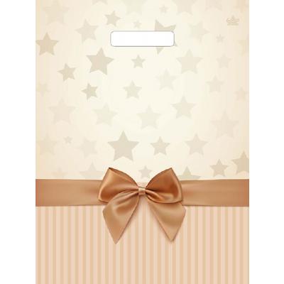 Полиэтиленовый пакет ПВД с прорубной ручкой 60 мкм 31х40 см Звезды в подарок 50 шт