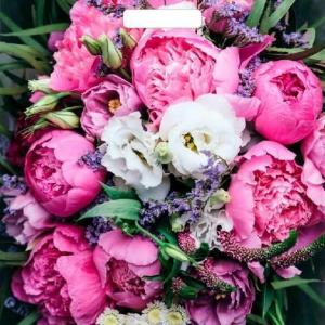 Полиэтиленовый пакет ПВД с прорубной ручкой 60 мкм 38х45 см Пионы 50 шт