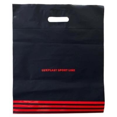 Полиэтиленовый пакет ПВД с прорубной ручкой 80 мкм 40х47 см Спорт красный 50 шт