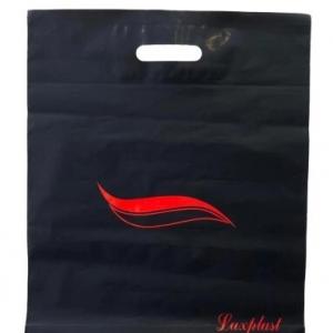 Полиэтиленовый пакет ПВД с прорубной ручкой 80 мкм 40х47 см Волна красный 50 шт