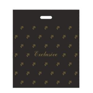 Полиэтиленовый пакет ПВД с прорубной ручкой 90 мкм 40х47 см Эксклюзив розы черный 50 шт