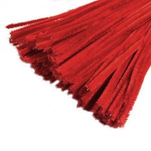 Проволока синельная бархатная 6 мм 30 см красный 100 шт/уп