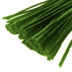 Проволока синельная бархатная 6 мм 30 см темный хаки 100 шт/уп