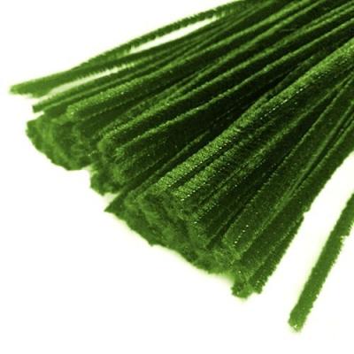 Проволока синельная бархатная 6 мм 30 см темный хаки 100 шт/уп