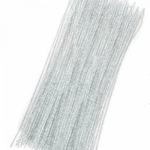 Проволока синельная с люрексом 6 мм 30 см белый с перламутром 100 шт/уп