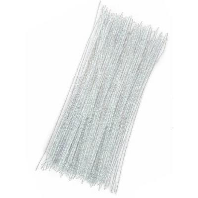 Проволока синельная с люрексом 6 мм 30 см белый с перламутром 100 шт/уп