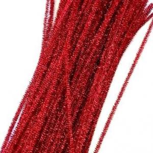 Проволока синельная с люрексом 6 мм 30 см красный 100 шт/уп