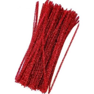 Проволока синельная с люрексом 6 мм 30 см красный 100 шт/уп