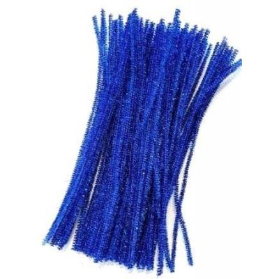Проволока синельная с люрексом 6 мм 30 см синий 100 шт/уп
