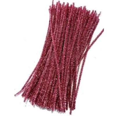 Проволока синельная с люрексом 6 мм 30 см темно-розовый 100 шт/уп 2615653