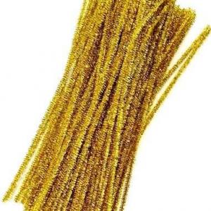 Проволока синельная с люрексом 6 мм 30 см золото 100 шт/уп