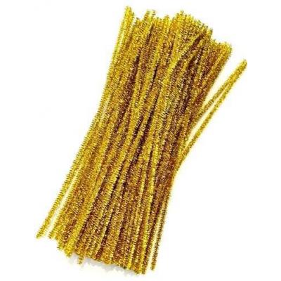 Проволока синельная с люрексом 6 мм 30 см золото 100 шт/уп