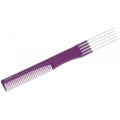 Расческа-гребень 19 см Dewal Beauty DBFI6506 для начеса с металлическими зубцами, фиолетовая