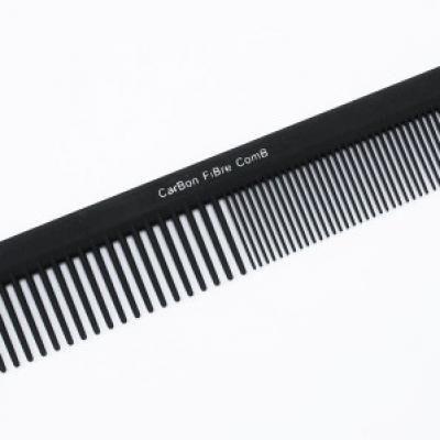 Расческа-гребень с редкими и частыми зубьями CF77 карбоновый черный 22 см