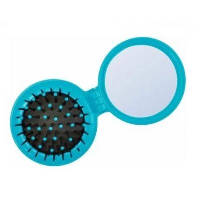 Расческа массажная 2392 LIGHT BLUE складная с зеркалом