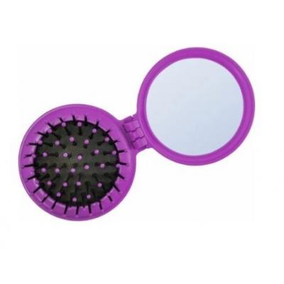 Расческа массажная 2392 PURPLE складная с зеркалом