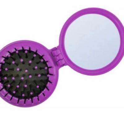 Расческа массажная 2392 PURPLE складная с зеркалом
