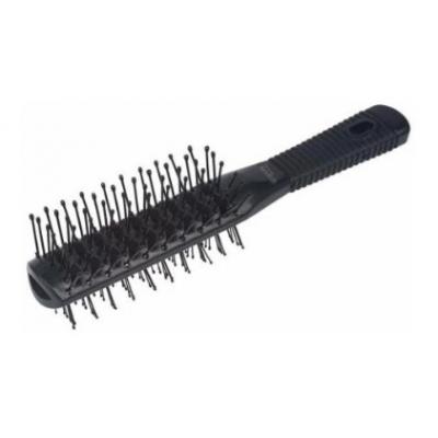 Расческа массажная DBR69404 Dewal Beauty двухсторонняя, пластиковый штифт, черная 7 рядов
