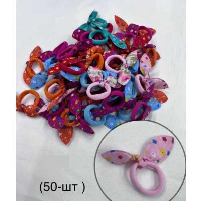 Резинка для волос (50 шт) с ушками 2.5 см ОК цветочек цветной ЦЕНА ЗА УПАКОВКУ
