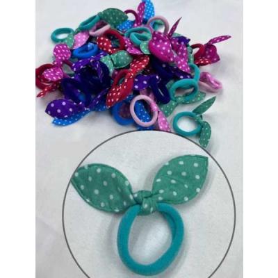 Резинка для волос (50 шт) с ушками 2.5 см ОК горошек цветной ЦЕНА ЗА УПАКОВКУ