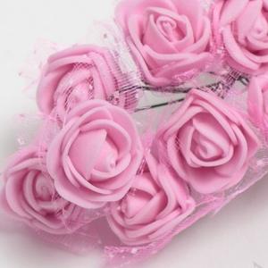 Роза фоамиран 20-25 мм (12 шт) Розовый с сеточкой 171154
