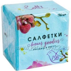 Салфетки бумажные 25*25 см LOTTI Голубые 1 сл 100 л