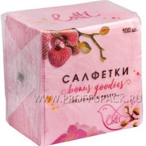 Салфетки бумажные 25*25 см LOTTI Розовые 1 сл 100 л