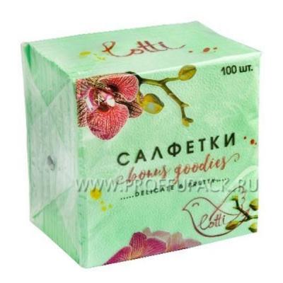 Салфетки бумажные 25*25 см LOTTI Зеленые 1 сл 100 л