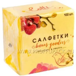 Салфетки бумажные 25*25 см LOTTI Желтые 1 сл 100 л