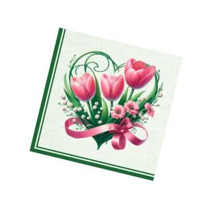 Салфетки бумажные 33*33 см 3 слоя Праздничные тюльпаны 20 шт