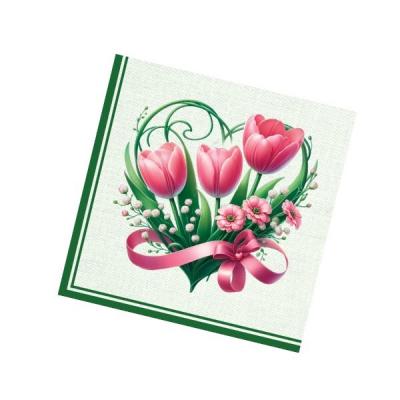 Салфетки бумажные 33*33 см 3 слоя Праздничные тюльпаны 20 шт