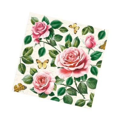 Салфетки бумажные 33*33 см 3 слоя Райские розы 20 шт