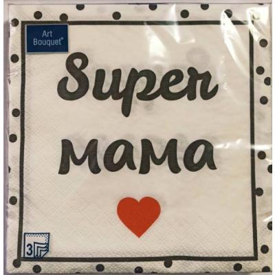 Салфетки бумажные 33*33 см DB Супер мама 3 сл 20 л