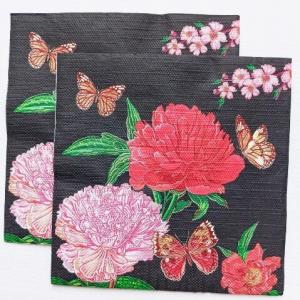 Салфетки бумажные 33*33 см Роскошные пионы на черном 3-х сл.с рис.(20 л)