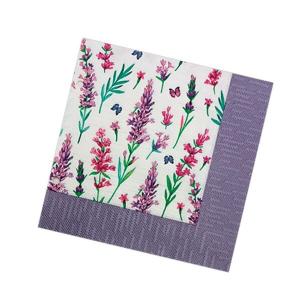 Салфетки бумажные 33*33 см Скатерть с лавандой 3 слоя 20 листов 900258