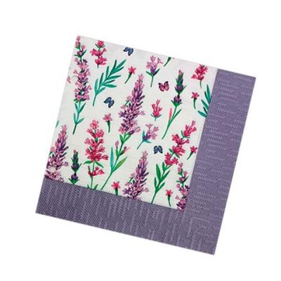 Салфетки бумажные 33*33 см Скатерть с лавандой 3 слоя 20 листов 900258