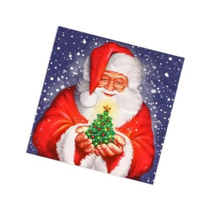 Салфетки новогодние бумажные 33*33 см Дед Мороз и новогодняя ель 3 слоя 20 листов 902152