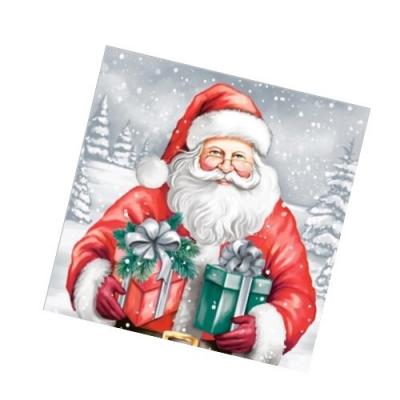 Салфетки новогодние бумажные 33*33 см Дедушка Мороз с подарками 3 слоя 20 листов 902153