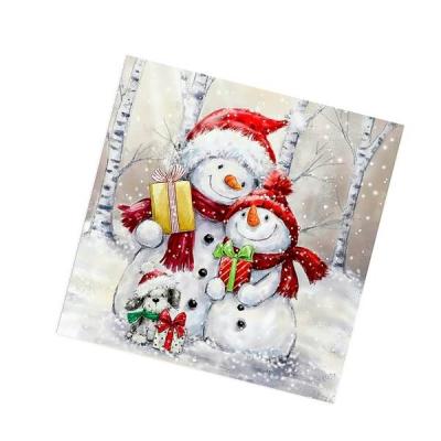 Салфетки новогодние бумажные 33*33 см Добрые снеговики 3 слоя 20 листов