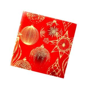 Салфетки новогодние бумажные 33*33 см Золотые украшения на красном 3 слоя 20 листов 902158