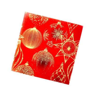 Салфетки новогодние бумажные 33*33 см Золотые украшения на красном 3 слоя 20 листов 902158