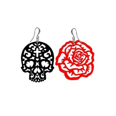 Серьги TR0422177 Череп и роза