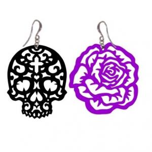 Серьги TR0422178 Череп и роза