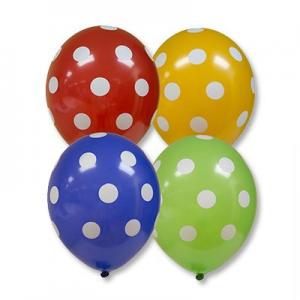 Шар латексный пастель 12 с рисунком Горошек (50шт) 1103-1330