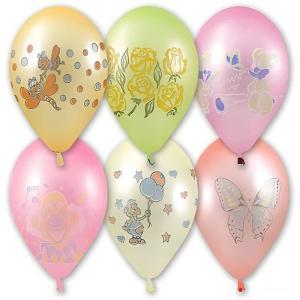 Шар воздушный латексный Неон 12 с рисунком (100 шт) ассорти 1103-0011