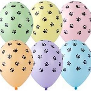 Шар воздушный латексный пастель с рисунком (25 шт) Лапки 1103-2967