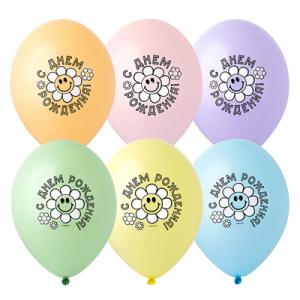 Шар воздушный латексный с рисунком (25 шт) С ДР Ромашка 1103-3057