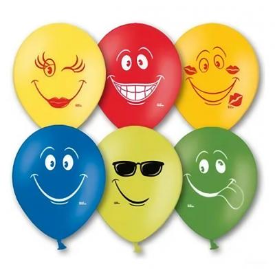 Шар воздушный латексный с рисунком (50 шт) Улыбка 1103-0107